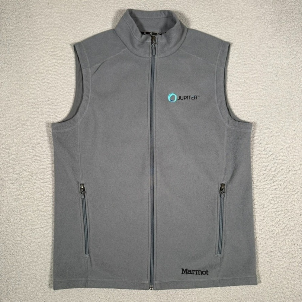 Marmot Vest Mens Medium Gray Full Zip Fleece Mock Neck Outdoor Casual Preppy